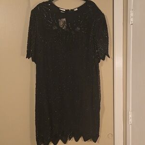 Denise Elle Plus Size Beaded Silk Evening Dress NWT Size 4X